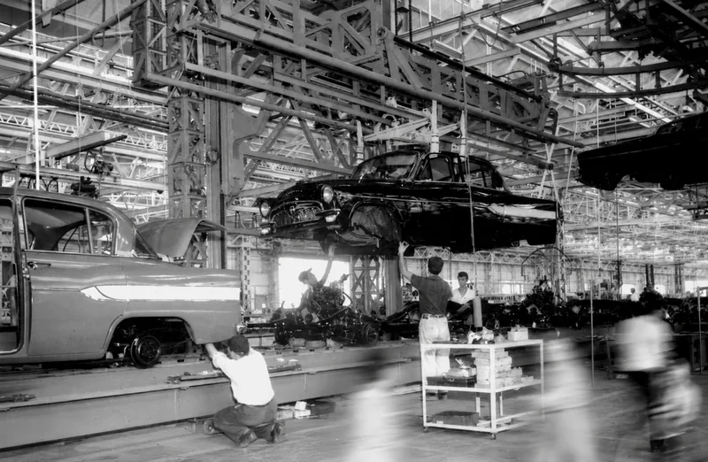 Vehicle assembly line in a car factory